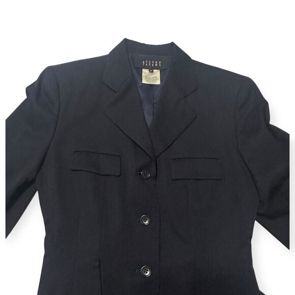 Vintage 90s Atsuro Tayama Blue Wool blazer Jacket, Size M - Picture 6 of 15